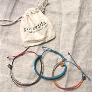Pura Vida colorful lot of 3 woven bracelets.